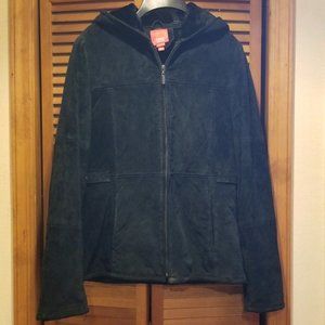 Espirit Black Suede  Hooded Jacket